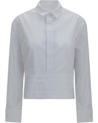 Sacai - Cotton Poplin Shirt With Belt Cotton; Polyester - Lyst