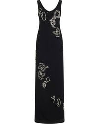 Dries Van Noten - Crepe Long Embroidered Dress - Lyst