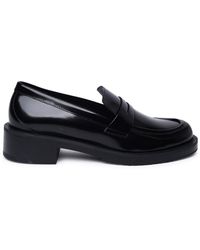 Stuart Weitzman - Black Shiny Leather Loafers - Lyst