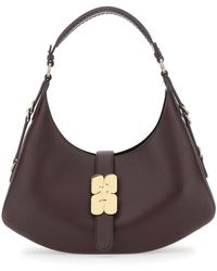 Ganni - 'Kat Small' Crossbody Bag With Adjustable Handle And Logo Plaque On The Front - Lyst