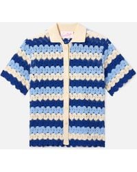 MC2 Saint Barth - Monet Crochet-Effect Cotton Knit Polo With Striped Pattern Shirt - Lyst