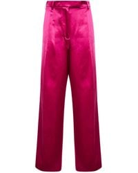 Dries Van Noten - Fuchsia Satin Wide-Leg Trousers - Lyst
