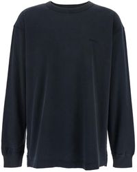 Purple Brand - Crewneck T-Shirt With Long Sleeves And Tonal Logo Lettering Embroidery On The Front - Lyst