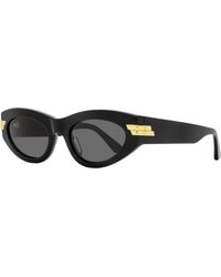 Bottega Veneta - Tapered Oval Sunglasses Bv1189S 001 53Mm Plastic (Acetate) - Lyst