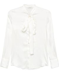 Mazzarelli - Silk Satin Blouse With Pussy-Bow Shirt - Lyst