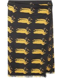 Burberry - Animal-printed Frayed-edge Mini Skirt - Lyst