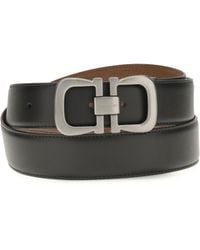 Ferragamo - Reversible Leather Belt With Logo Calf Bos Taurus E Braces - Lyst