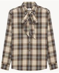 Saint Laurent - Saint Laurent Tartan Print Shirt — Cream - Lyst