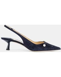 Jimmy Choo - Amita 45 Pearl Suede Kitten Heel Slingback Pumps - Lyst