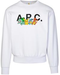 A.P.C. - 'pokémon The Crew' White Cotton Sweatshirt - Lyst