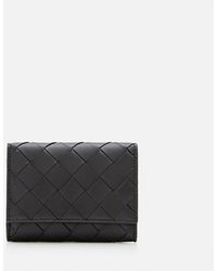 Bottega Veneta - Tri-fold Zip Leather Wallet - Lyst