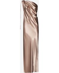 Max Mara - Opera Silk One-Shoulder Long Dress - Lyst