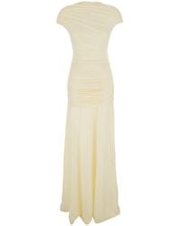 Self-Portrait - Dress 'Draped Maxi Dress' With V-Neck And Draped Details - Lyst