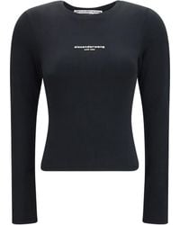 Alexander Wang - Long-Sleeved Logo Cotton T-Shirt T-Shirts & Jerseys - Lyst