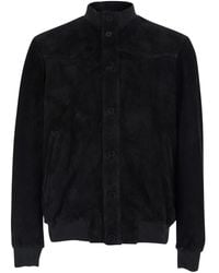 Low Brand - Jacket With High Collar And Button Closure - Lyst