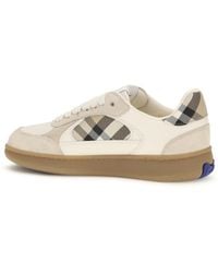 Burberry - Terrace Leather And Check Sneakers - Lyst