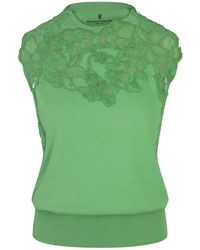 Ermanno Scervino - Knitted Sleeveless Top With Lace - Lyst