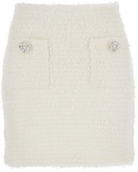 Self-Portrait - Miniskirt With Pearl Embellishments And Button Detail - Lyst