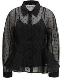Ganni - Polka Dot Organza Shirt Recycled Polyester - Lyst