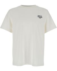A.P.C. - Crewneck T-Shirt With Logo Embroidered On The Front - Lyst