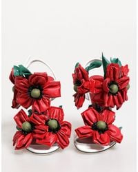 Dolce & Gabbana - Floral Detailing Sandals Shoes And Calfskin Leather - Lyst