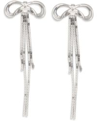 Self-Portrait - Earrings Double Crystal Bow Brass - Lyst