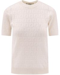 Fendi - Cotton Blend T-Shirt With All-Over Ff Logo - Lyst