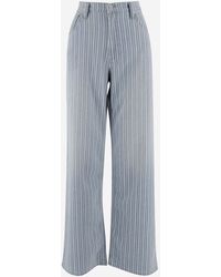 Mother - Stretch Cotton Striped Flared Jeans - Lyst