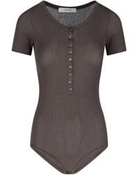 Lemaire - Ribbed Textured Bodysuit With Round Neckline - Lyst