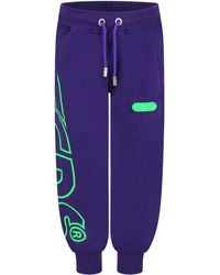 GCDS Mini Purple Sweatpants For Kids With Green Neon Logo