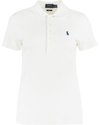 Polo Ralph Lauren - Julie Logo-embroidered Collared Stretch-cotton Polo Shirt - Lyst