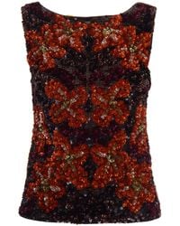 P.A.R.O.S.H. - Sequin Sleeveless Top - Lyst