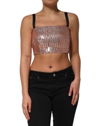 Dolce & Gabbana - Sequined Nylon Sleeveless Cropped Top - Lyst