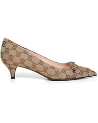 Gucci - And Dark Gg Canvas Pumps With Horsebit - Lyst