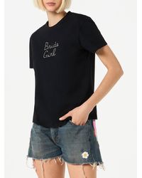 Mc2 Saint Barth - Cotton T-Shirt With Bride Girl Rhinestone Embroidery - Lyst