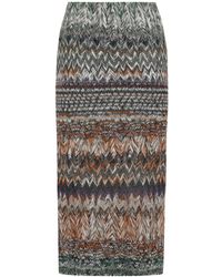 Missoni Synthetic Chevron Motif Knitted Skirt in Grey Womens Skirts Missoni Skirts Save 6% 