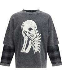 Palm Angels - Skull Double Long-Sleeved Shirt Cotton; Elastane T-Shirts - Lyst