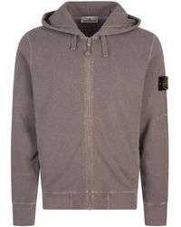 Stone Island - Dove Zip-up Hoodie With Old Treatment - Lyst
