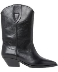 Isabel Marant - Premium Leather Pointed Toe Block Heel Ankle Boots. - Lyst