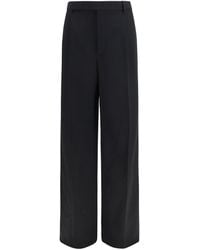 Saint Laurent - Fluid Grain De Poudre Trousers Wool Ovis Aries - Lyst