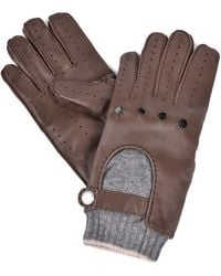 Brunello Cucinelli - Leather Knit Cuff Driving Gloves - Lyst