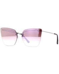 Tom Ford - Sunglasses Butterfly Rimless, Shiny Rose Frame And Mirror Lens Ft068228G - Lyst