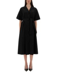 Aspesi - Button-Down Midi Dress With Belted Waist - Lyst