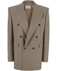 Saint Laurent - Double-Breasted Jacket With Peak Revers - Lyst