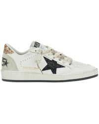 Golden Goose - Sneaker 'Ballstar' Low Top With Star Patch With Glitter And Glitter Heel And Logo Lettering - Lyst
