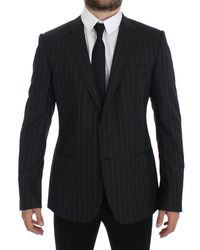Dolce & Gabbana - Striped Slim Fit Wool Blazer Gray Gtt10078 - Lyst