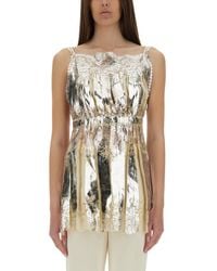 Rabanne - Laminated Pleated Satin Top - Lyst