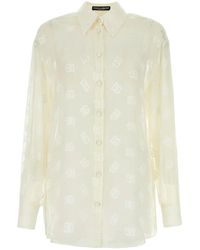 Dolce & Gabbana - Ivory Viscose Blend See-Through Shirt - Lyst