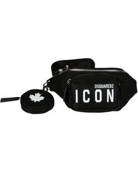DSquared² Icon Print Pouch Applique Belt Bag - Black