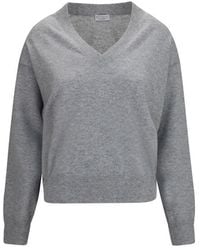 Brunello Cucinelli - Gray Cashmere Sweater - Lyst